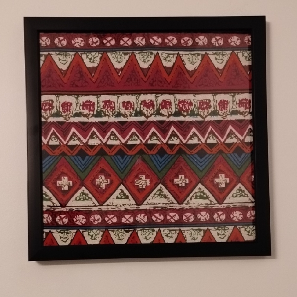 Geometric Patterned Wall Art in Red and Green